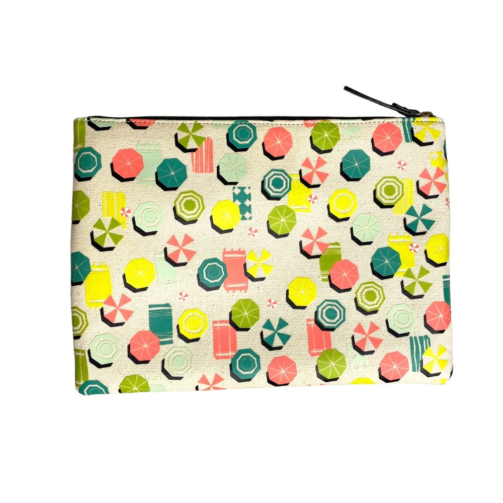 Kate Spade Sand Hill Circle Gia Umbrella Large Canvas Bag Clutch NWOT - Picture 2 of 10